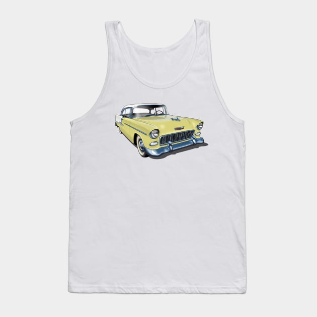 1955 Chevrolet in yellow Tank Top by candcretro